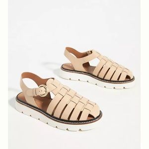 Anthropologie Fisherman Sport Sandals  Vegan Patent Leather in Beige